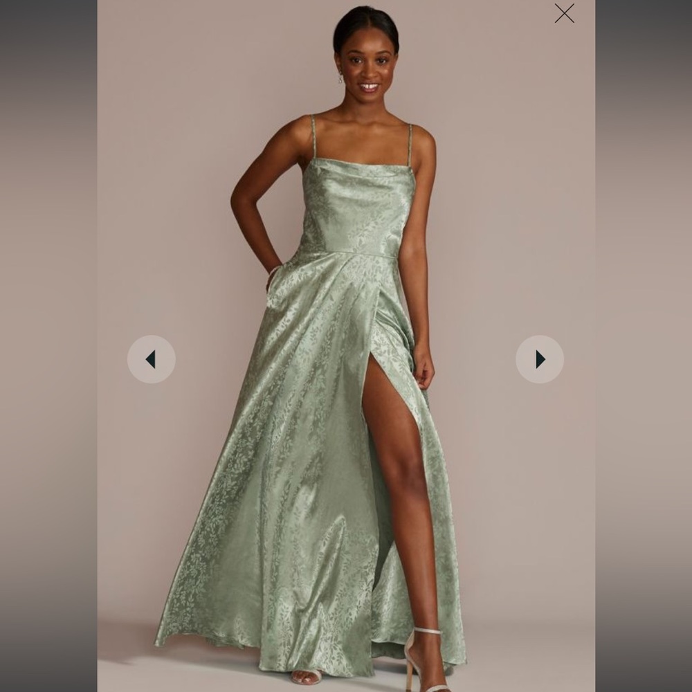 David’s bridal long sage green dress